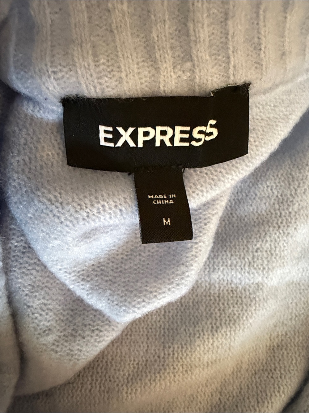 Express V-Neck Light Blue Sweater with Rhinestone Bow Accent - Picture 7 of 7